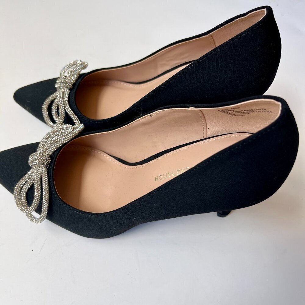 BCBGeneration Anna Pump Black Heels Bow Tie Size 6.5 - Picture 3 of 7